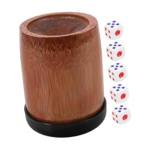 UPKOCH Bamboo Dice Shaker Set Mit Würfeln Tragbarer Würfelbecher Für Spieleabende Bars Und Partys Robustes Und Umweltfreundliches Design Für Vielseitige Unterhaltung von UPKOCH