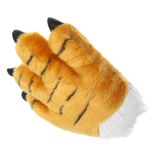 UPKOCH Simulation Tierhandpuppe aus Weichem Plüsch Kreative Tiger Pfote im Cartoon Stil Langlebiges PU Material Fingerloser Handschuh für Cosplay für Junge Mädchen von UPKOCH
