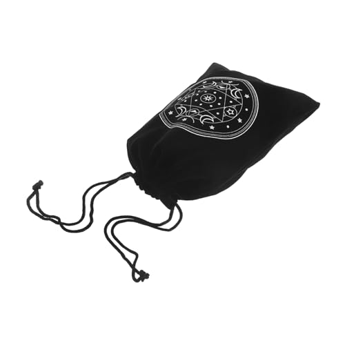 UPKOCH Tarot-Aufbewahrungstasche Tasche Für Tarotkarten Mit Kordelzug Tasche Mit Orakelkarten Aufkleber Spielkartenhalter Behälter Tasche Für Kleine Gegenstände Erde Black Flanell von UPKOCH