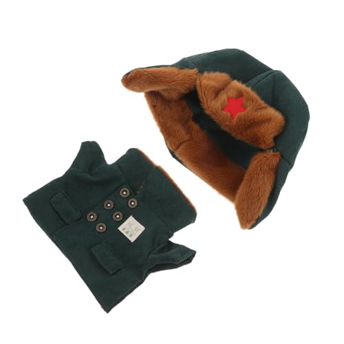 UPKOCH Teiliges Army Uniform für Kleine Puppen Warme Grüne Winterjacke mit Passendem Militärhut Niedliches Kleidungsset für Plüschtiere für Kreative Verkleidung und Fantasievolles Spiel von UPKOCH