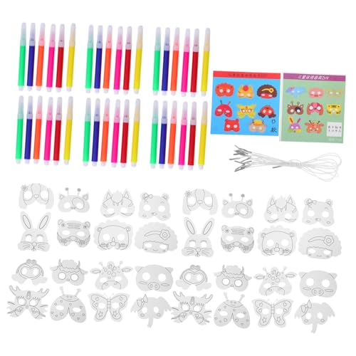 UPKOCH Teiliges DIY Tiermasken Bemalen Blanko Papiermasken mit Farben Fördert Kreativität und Feinmotorik für Geburtstagsfeiern Schulaktivitäten Fasching und Familienbasteln von UPKOCH