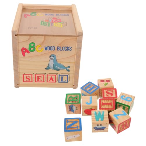 UPKOCH Teiliges Holzbauklötze Großbuchstaben und Zahlen Montessori Lernspielzeug für Vorschulkinder Bunte Sichere und Glatte Alphabet Zahlenblöcke zur Frühkindlichen von UPKOCH