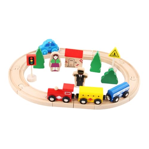 UPKOCH Teiliges Puzzleset aus Langlebigem Buchenholz Wandelbare Holzeisenbahn mit Schienen Pädagogisches Holzspielzeug Kreativität und Motorischen Fähigkeiten für Kleinkinder von UPKOCH