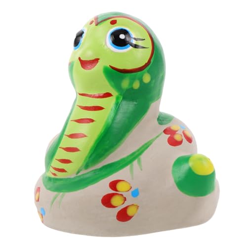 UPKOCH Tierstatue Tierfigur Handgefertigte Statue Schlangen Statue Traditionelle Skulpturen Handgemachte Dekoration chinesische Schlangenfiguren Mini Vintage Schlangenstatue Schlamm Green von UPKOCH