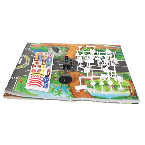UPKOCH Verkehrsschilder Spielset Dinosaurier Spielmatte mit Teiligem Verkehrsschild Modell Lernspielzeug für Verkehrssicherheit und Straßenverkehr Geeignet für Sandtisch und Rollenspiele von UPKOCH