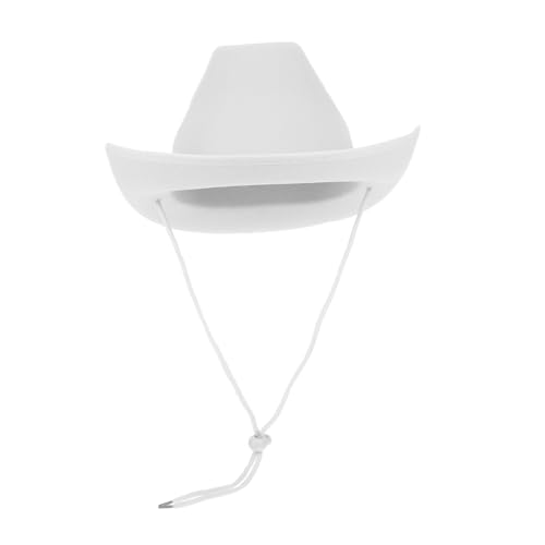 UPKOCH Verstellbarer Filz cowboyhut Weiß für Erwachsene Unisex Westernhut mit Krempe und Sicherheitskordel Anpassbar für Damen und Herren von UPKOCH
