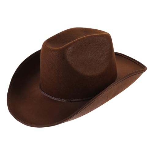 UPKOCH Western Cowgirl Hut Damen mit Verstellbarem Kinnband Strapazierfähiger Party Cowboyhut Dunkelbraun Vielseitiges Kostüm Accessoire für Themenpartys und Alltag von UPKOCH