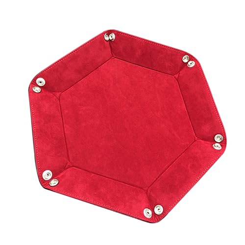 UPKOCH zusammenklappbares Würfelfach Storage Boxes aufbwahrungs-Box ablagekasten dice Box Würfelturm Würfelbecher Hexagon Lederwürfelschale sechseckige Würfelschale rot von UPKOCH