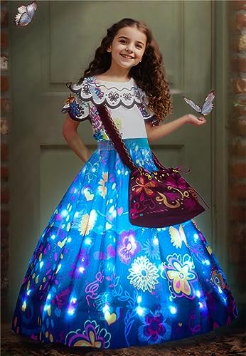 UPORPOR LED Leuchtendes Kleid Kostüm für Mädchen Kleider Feen Prinzessin Kostüm Mädchen Verkleiden Zauber Kostüm für Geburtstag Party, Halloween Karneval Kinder Cosplay, 3A von UPORPOR