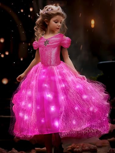 UPORPOR LED Leuchtendes Prinzessin Kleid Mädchen, Kostüm Kinder Prinzessin Verkleidung Geburtstag Party Weihnachten Halloween Karneval Cosplay Prinzessin Kleid von UPORPOR