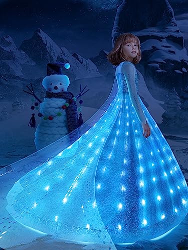 UPORPOR LED Halloween Leuchtendes Prinzessin Kleid Mädchen Kostüm, Kind Kleinkind Märchen Mädchen Kleidung für Party Verkleidung Karneval Weihnachten Kostüm, 2-14 Jahre von UPORPOR