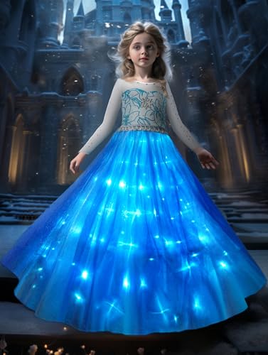 UPORPOR LED Halloween Leuchtendes Prinzessin Kleid Mädchen Kostüm, Kind Kleinkind Märchen Mädchen Kleidung für Party Verkleidung Karneval Weihnachten Kostüm, 2-14 Jahre von UPORPOR