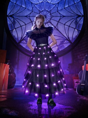 UPORPOR Leuchtendes Kostüm Mädchen, Halloween Kleid, Led kostüm für Mädchen, Schwarz… von UPORPOR