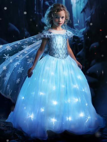 UPORPOR Leuchtendes Prinzessin Kleid Mädchen, Weihnachtskleid für Mädchen, Halloween LED Kostüm für Teenager, Verkleidung Karneval Cosplay Geburtstags Party von UPORPOR