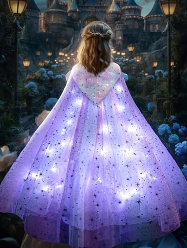 UPORPOR Kinder Mädchen Prinzessin Bunt Tüll Glitzer Pailletten Umhang Kostüm, Halloween Weihnachten Karneval Fasching Verkleidung von UPORPOR
