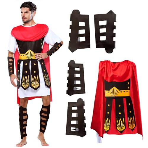 UPZAI Römischer Gladiator Kostüm Herren: Halloween Herren Römischer Soldat Kostüm - Spartanische Outfits mit Zubehör für Erwachsene (L) von UPZAI