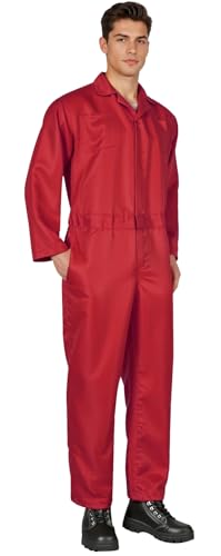 UQJE Overalls für Herren, Marineblau, Erwachsenen-Overall, Overall, Halloween-Kostüm, Rot/Ausflug, einfarbig (Getaway Solids), Large von UQJE