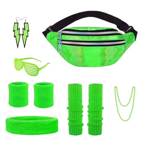 UQTUKO 80er 90er Jahre Outfit Damen, 80er Jahre Kostüm damen party kleidung Accessoires mit Neon Stirnband Armbänder Beinwärmer Bauchtasche Brille Ohrring für Mottoparty Fasching Karneval UQTUKO 80er 90er Jahre Outfit Damen, 80er Jahre Kostüm damen party kleidung Accessoires mit Neon Stirnband Armbänder Beinwärmer Bauchtasche Brille Ohrring für Mottoparty Fasching Karneval von UQTUKO