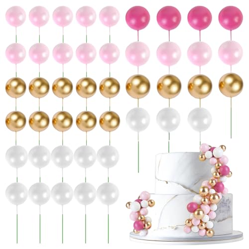 URAQT 45 Stück Tortendeko Kugeln Cake Topper, Dekorationen Ballon Cupcake Tortenaufleger, Mini-Ballons Tortenaufleger für Geburtstag Party, Cake Topper DIY Tortendeko Hochzeit(A1) von URAQT
