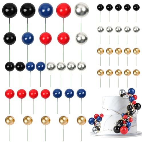 URAQT 50 Stück Tortendeko Kugeln Cake Topper, Dekorationen Ballon Cupcake Tortenaufleger, Mini-Ballons Tortenaufleger für Geburtstag Party, Cake Topper DIY Tortendeko Hochzeit(B1) von URAQT