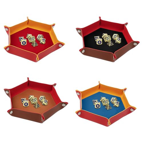 URAQT Doppelseitig Würfelbrett, 4 Stück Würfelbretter Faltendes Hexagon Würfelteller PU Leder Würfelbretter Würfelschale Würfelbox Zusatzblöcke für RPG DND Dragons Würfel Gaming und Andere Tischspiele URAQT Doppelseitig Würfelbrett, 4 Stück Würfelbretter Faltendes Hexagon Würfelteller PU Leder Würfelbretter Würfelschale Würfelbox Zusatzblöcke für RPG DND Dragons Würfel Gaming und Andere Tischspiele von URAQT