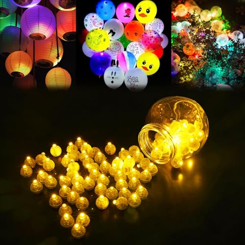URAQT LED Ballonlichter, 102 Stück Mini Bunte Runde Laternenlichter, Partybeleuchtung für Luftballons, Dekorationslichter für Hochzeit, Neujahr, Halloween, Weihnachten (Warmweiß 100 Stück) von URAQT