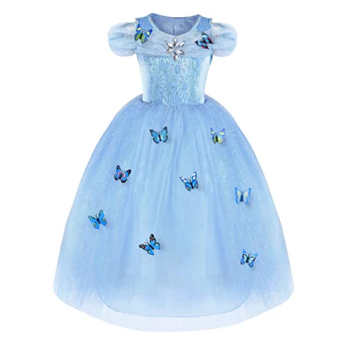 URAQT Prinzessin Kleid Mädchen, Verrücktes Kleid Partei Kostüm Outfit, Schmetterling Prinzessin Kostüm Mädchen von URAQT