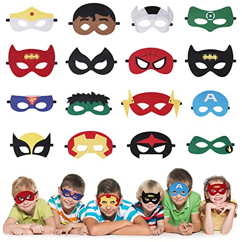 URAQT Masken, 16 Stück Cosplay Masken, Kindermasken für Mädchen Jungen, Maske zum Halloween Party Kindergeburtstag Karneval, Multicolor von URAQT