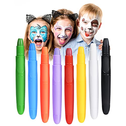 URAQT Schminkstifte, 8 Farben Gesichtsfarbe Kinderschminke Set Mädchen, Abwaschbare Bodypainting Farben Körpermalfarben, Kinderschminken Buntstifte für Fasching Geburtstagsfeie Halloween (8 Farben/A) URAQT Schminkstifte, 8 Farben Gesichtsfarbe Kinderschminke Set Mädchen, Abwaschbare Bodypainting Farben Körpermalfarben, Kinderschminken Buntstifte für Fasching Geburtstagsfeie Halloween (8 Farben/A) von URAQT