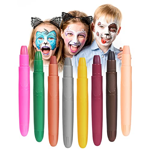 URAQT Schminkstifte, 8 Farben Gesichtsfarbe Kinderschminke Set Mädchen, Abwaschbare Bodypainting Farben Körpermalfarben, Kinderschminken Buntstifte für Fasching Geburtstagsfeie Halloween (8 Farben/B) URAQT Schminkstifte, 8 Farben Gesichtsfarbe Kinderschminke Set Mädchen, Abwaschbare Bodypainting Farben Körpermalfarben, Kinderschminken Buntstifte für Fasching Geburtstagsfeie Halloween (8 Farben/B) von URAQT