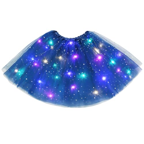 URAQT Tutu Rock LED,Tüllrock Damen LED Tütü Erwachsene,Damen Minirock mit LED,Damen LED Tütü Erwachsene für Fasching Karneval Motto Party Ballett Tanzen Fancy Dress Halloween Kostüm,40CM,Königsblau von URAQT