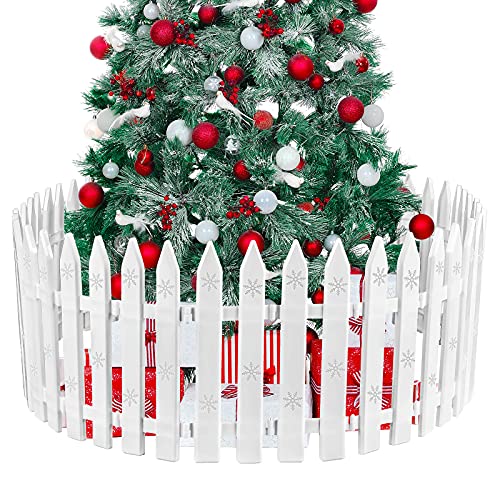 URATOT Dicker Kunststoff-Lattenzaun für Weihnachtsbaum, Mini-Zaun, Dekoration für Weihnachten, Hochzeit, Party, Gartenhaus, 30-teilig, 30 cm, Weiß von URATOT