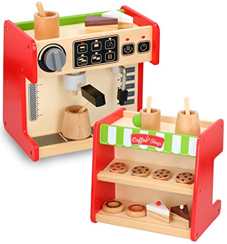 URBN-TOYS 2-in-1-Kaffeemaschine aus Holz für Kinder, kreatives Rollenspiel, Spielset, Geschenk von URBN-TOYS
