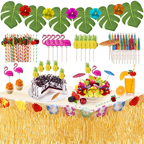 URBZUE Hawaii Party Dekoration Set, Tropische Party Dekoration Set, Hawaii Luau Tischrock, Palmenblätter, Ananas Flamingo Regenschirm Obst Stroh Kombinationfür BBQ Garten Sommer Tiki Partydekoration URBZUE Hawaii Party Dekoration Set, Tropische Party Dekoration Set, Hawaii Luau Tischrock, Palmenblätter, Ananas Flamingo Regenschirm Obst Stroh Kombinationfür BBQ Garten Sommer Tiki Partydekoration von URBZUE