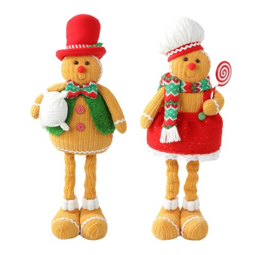 URFDCAD 2pcs Lebkuchenmann Plüsch Weihnachtspuppe süße einziehbare langbeinige Lebkuchenplüsch Tischdekoration ausgestopfte Lebkuchendekoration ausziehbare Lebkuchenplüschpuppen Stofftiere für Kinder URFDCAD 2pcs Lebkuchenmann Plüsch Weihnachtspuppe süße einziehbare langbeinige Lebkuchenplüsch Tischdekoration ausgestopfte Lebkuchendekoration ausziehbare Lebkuchenplüschpuppen Stofftiere für Kinder von URFDCAD
