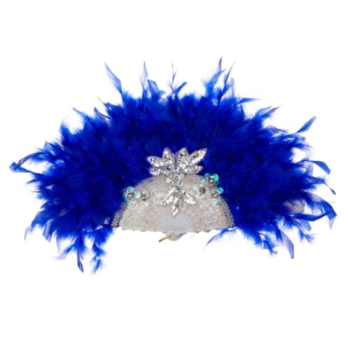 Damen Feder Fächer Marabou Feder 1920s Vintage Stil Retro Handfächer Damen Gatsby Kostüm Flapper Zubehör,Faltbar Handfächer Federfächer Tanzfächer Folding Feather Fan für Karneval Fasching Mottoparty von URFEDA