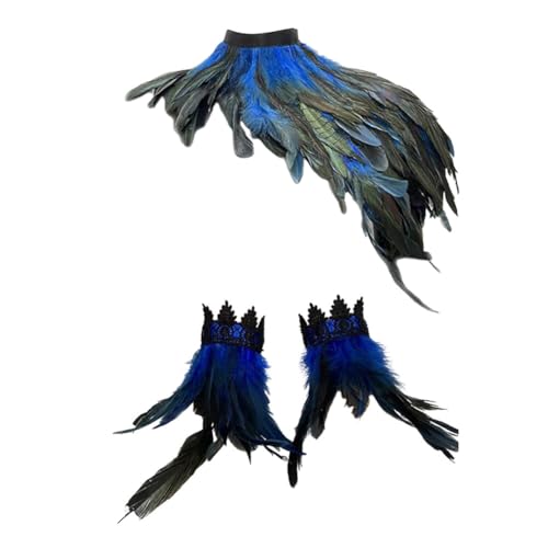 Damen Feder Manschetten Gothic Federumhang, Elegante Natürliche Truthahnfedern Manschetten Feder Armband Handgelenk Ärmel Natürliche Feder Shrug Schal Poncho Kragen für Ostern Halloween Cosplay von URFEDA