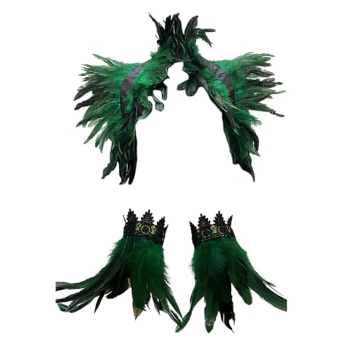 Damen Gothic Feder Manschetten Armbänder Federumhang, Damen Natürlicher Federschal Umhang Gothic Federboa Achselzucken Schal Stola Kragen Feder Handgelenk Manschetten für Cosplay Kostüm Damen Gothic Feder Manschetten Armbänder Federumhang, Damen Natürlicher Federschal Umhang Gothic Federboa Achselzucken Schal Stola Kragen Feder Handgelenk Manschetten für Cosplay Kostüm von URFEDA