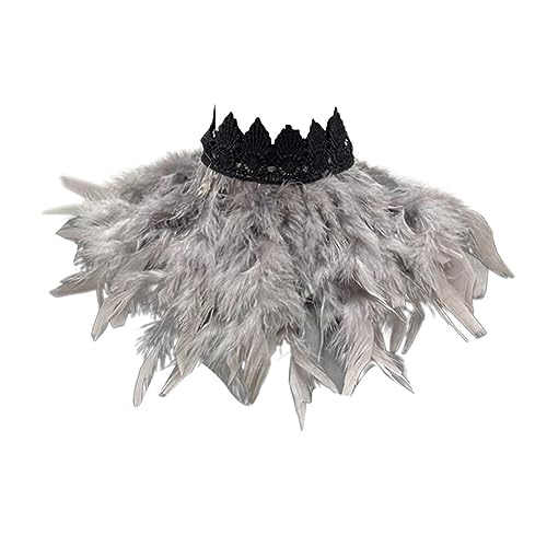 Federkragen, Gothic Feder Cape Stola Schal Schalkragen Halloween Kostüm Damen Federumhang Kostüm Bühne Schalkragen Cape Schal Choker Kragen für Foto Requisite Cosplay Party Kleidung von URFEDA