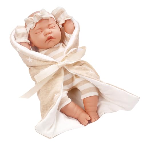 URFEDA Mini Schlafende Wiedergeburt Puppen, Babypuppen Miniatur Puppenspielzeug Reborn Baby Puppe Lebensechte Mädchen Weiches Silikon Real Wie Neugeborene Puppen Für Kleinkind von URFEDA