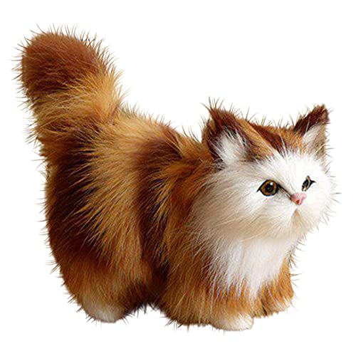 Plüschtier für Katzen, Simulation, Tierspielzeug, niedliches Katzenpuppenmodell, weiches Stofftierkissen, Anime-Puppe, niedliche Katzenpuppe, Ornamente, Plüschkissen, Geschenk für Kinder, Gelb / Rot von URFEDA