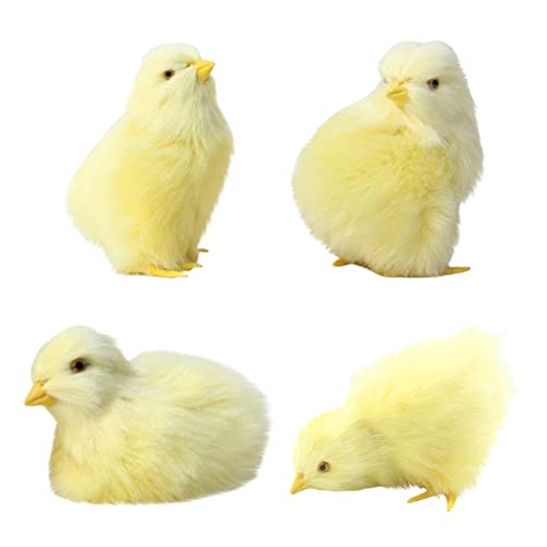 Realistische Küken Toy, 4PCS Plüsch Küken Kuscheltier Plüschtier Stofftier Plüschtier küken Figur lebensechte Pelzige Tier Spielzeug Simulation Küken Fotografie Simulation Huhn Ostern küken Deko von URFEDA