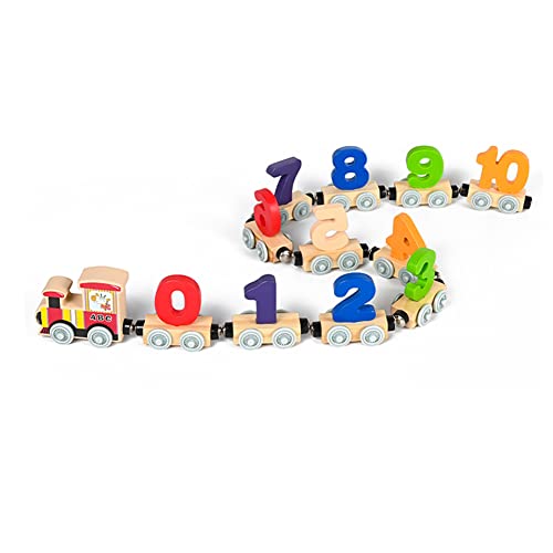 URFEDA Digitales Zugspielzeug aus Holz, Holz Zahlen Zug Spielzeug mit Ziffern Buchstaben Zählen Lernen, Montessori Spielzeug Holz Kinder Lerne Zahlenzug Spielzeug Vorschullernzug Set von URFEDA