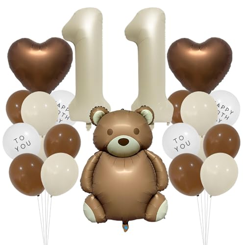URFEDA Geburtstagsdeko 11 Jahre Jungen Mädchen,Herz Luftballon Bär Deko Kindergeburtstag, Bär Geburtstag Dekoration,Creme,Beige Braun Folienballon 11 Jahre für Jungen Mädchen Party Dekoration URFEDA Geburtstagsdeko 11 Jahre Jungen Mädchen,Herz Luftballon Bär Deko Kindergeburtstag, Bär Geburtstag Dekoration,Creme,Beige Braun Folienballon 11 Jahre für Jungen Mädchen Party Dekoration von URFEDA