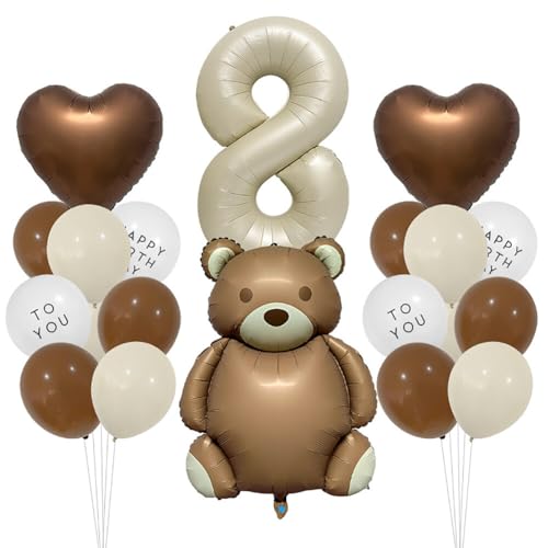 URFEDA Geburtstagsdeko 8 Jahre Jungen Mädchen,Herz Luftballon Bär Deko Kindergeburtstag, Bär Geburtstag Dekoration,Creme,Beige Braun Folienballon 8 Jahre für Jungen Mädchen Party Dekoration URFEDA Geburtstagsdeko 8 Jahre Jungen Mädchen,Herz Luftballon Bär Deko Kindergeburtstag, Bär Geburtstag Dekoration,Creme,Beige Braun Folienballon 8 Jahre für Jungen Mädchen Party Dekoration von URFEDA