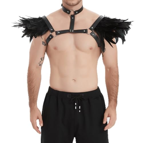 URFEDA Gothic Halloween Kostüm Accessoires Herren Gothic Feder Epaulettes Shrug Schulterklappen mit Leder Body Harness Schal Achselzucken Cape Harness Punk Schal für Männer Halloween Carnival Kostüm URFEDA Gothic Halloween Kostüm Accessoires Herren Gothic Feder Epaulettes Shrug Schulterklappen mit Leder Body Harness Schal Achselzucken Cape Harness Punk Schal für Männer Halloween Carnival Kostüm von URFEDA