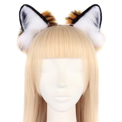 URFEDA Handgemachte Tiger Katze Ohren Kopfbedeckung Kostüm Zubehör, Katze Ohr Stirnband Tiger Ohren Haarband Haarreif Tiger Tier Ohr Haarnadel Haarschmuck für Halloween Weihnachten Cosplay Party URFEDA Handgemachte Tiger Katze Ohren Kopfbedeckung Kostüm Zubehör, Katze Ohr Stirnband Tiger Ohren Haarband Haarreif Tiger Tier Ohr Haarnadel Haarschmuck für Halloween Weihnachten Cosplay Party von URFEDA
