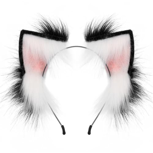 URFEDA Katzenohren Haarreif Fuchsohren Stirnband Haarnadel Anime Katze Cosplay Niedlich Haarschmuck Plüsch Haarreifen Fuchs Wolf ohren Stirnband Haarnadel Halloween Kostüm Anime Cosplay Kopfbedeckung von URFEDA