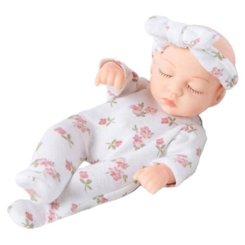 URFEDA Mini Schlafende Wiedergeburt Puppen, Lebensechte Reborn Baby Mädchen Mini Babypuppen Miniatur Puppenspielzeug Reborn Baby Puppe Weiches Silikon Real Wie Neugeborene Puppen für Mädchen Kinder von URFEDA