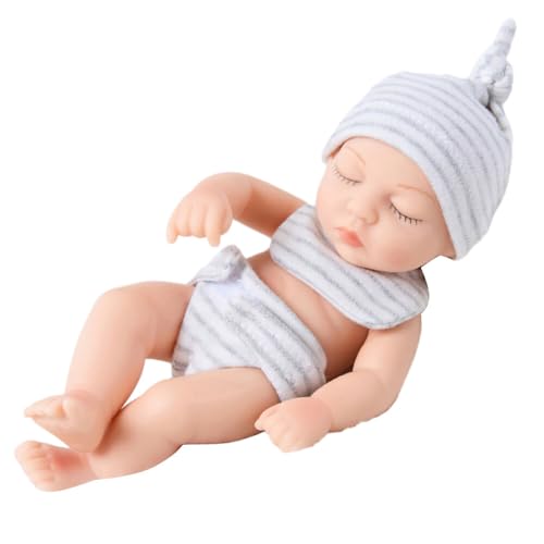 URFEDA Mini Schlafende Wiedergeburt Puppen, Lebensechte Reborn Baby Mädchen Mini Babypuppen Miniatur Puppenspielzeug Reborn Baby Puppe Weiches Silikon Real Wie Neugeborene Puppen für Mädchen Kinder von URFEDA